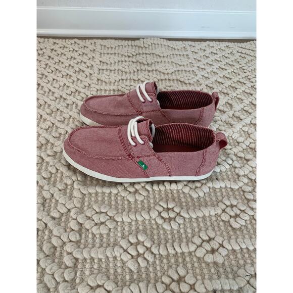 SANUK Men's Admiral TX Lace-Up Boat Shoes Red Size 9 - Picture 2 of 8